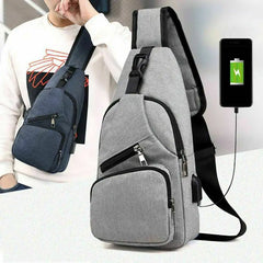 Nylon Sling Bag Backpack USB Charging Crossbody Shoulder Bag