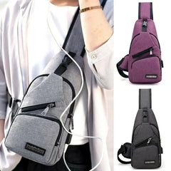 Nylon Sling Bag Backpack USB Charging Crossbody Shoulder Bag