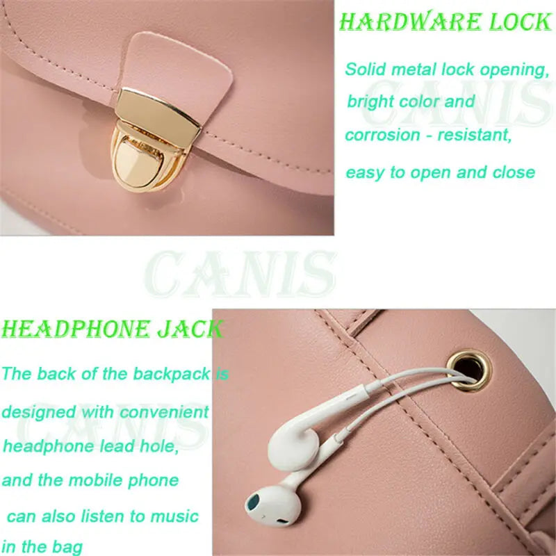 Mini PU Leather Backpack Rucksack School Bag for Women Girls
