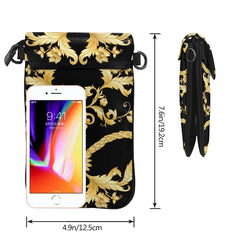 Golden Flower Pattern Messenger Bag for Women