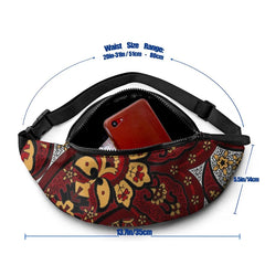 Noisydesigns Red Ethnic Floral Prints Fanny Pack For Women