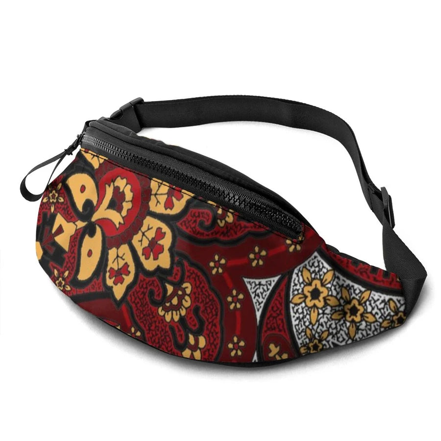 Noisydesigns Red Ethnic Floral Prints Fanny Pack For Women