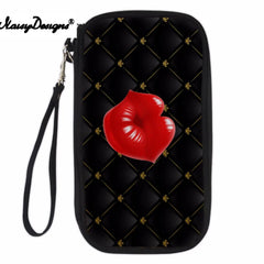 Noisydesigns 3D Denim Red Lips ID Card Holder Wallet