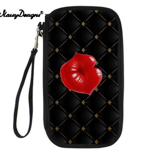 Noisydesigns 3D Denim Red Lips ID Card Holder Wallet