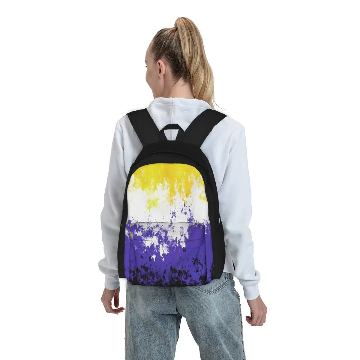 Non-Binary Paint Splatter Pride Flag Backpack