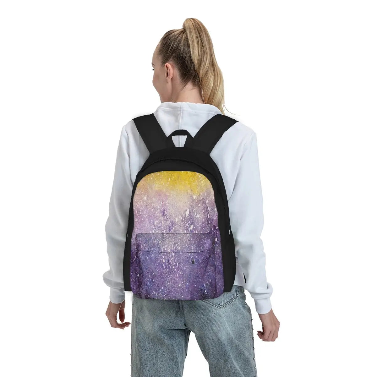 Non-Binary Pride Galaxy Backpacks Zipper School Bag