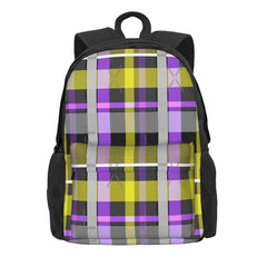 Nonbinary Flag Check Backpack Plain School Bag