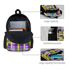 Nonbinary Flag Check Backpack Plain School Bag