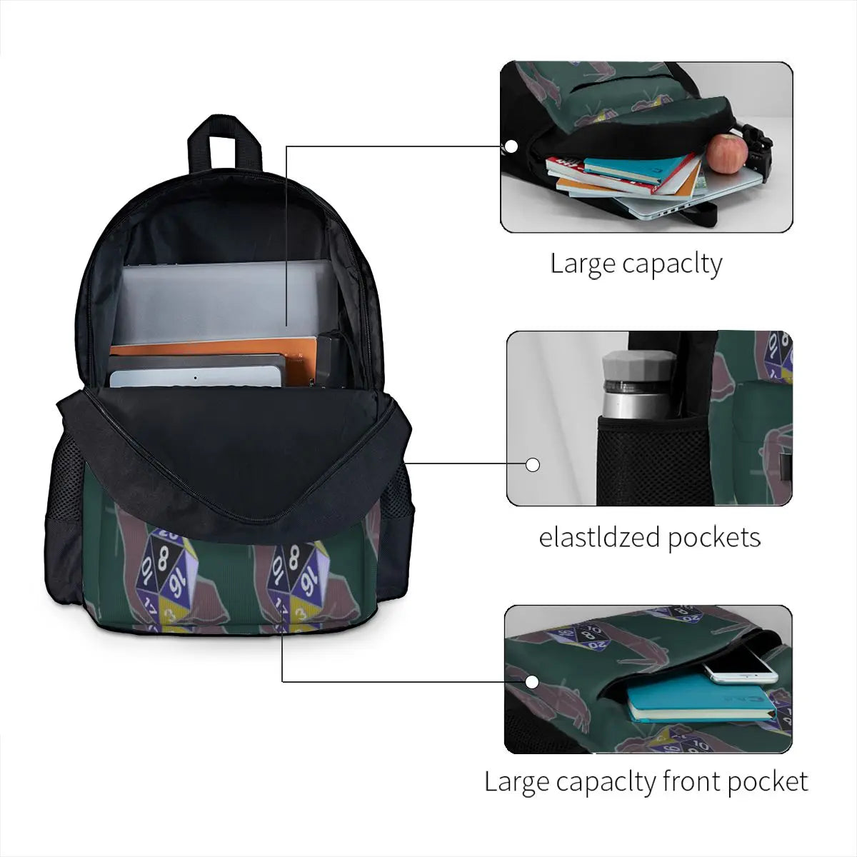Nonbinary Snail D20 Backpacks Men's and Women's School Bags