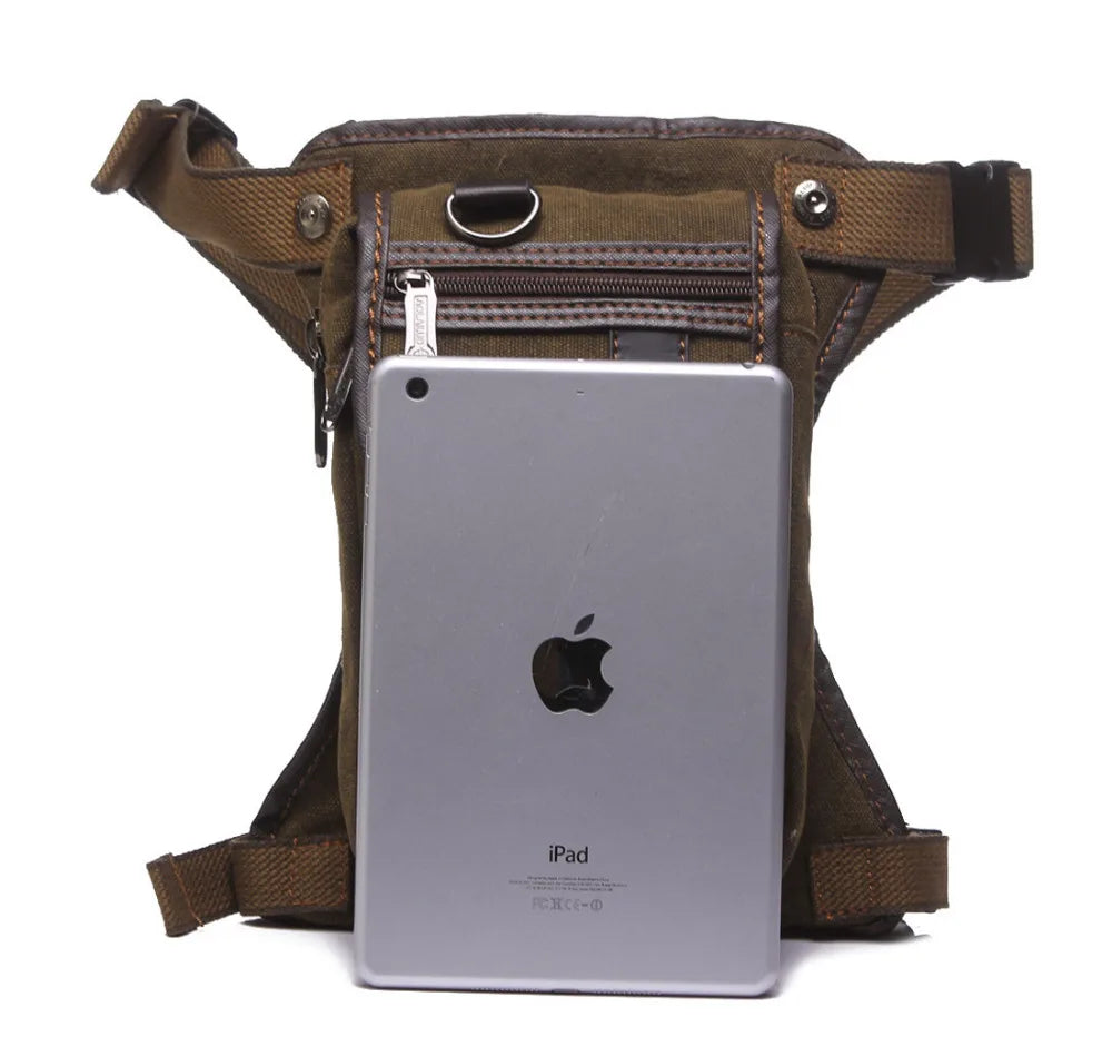 Men Canvas Waist Drop Leg Bag Military Fanny Pack Shoulder Bag