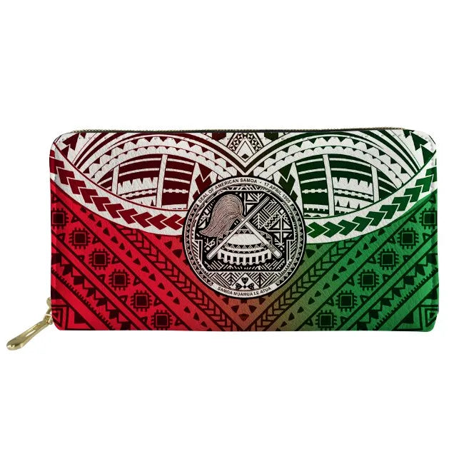 N. Mariana Islands Beach Tattoo Long Wallet Zipper Phone Bag Clutch Purse