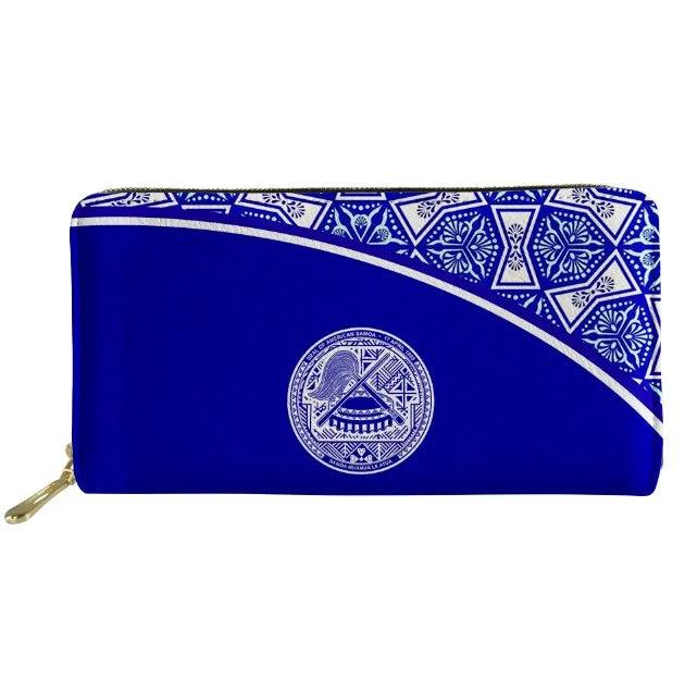 N. Mariana Islands Beach Tattoo Long Wallet Zipper Phone Bag Clutch Purse