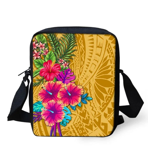 N. Mariana Islands Floral Messenger Bag Tropical Leaves Phone Bags For Girls