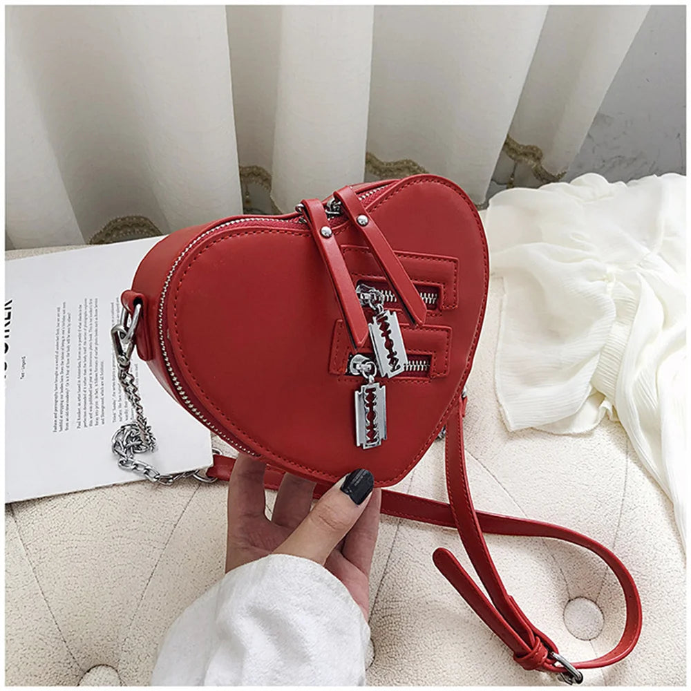 Gothic Heart Chain Bag Women Shoulder Crossbody Bag