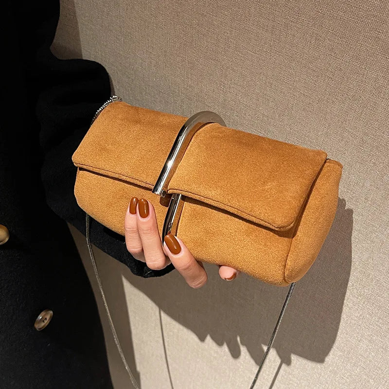 Nubuck Leather Women Clutch Bag Shoulder Bag Lady Banquet Clutch