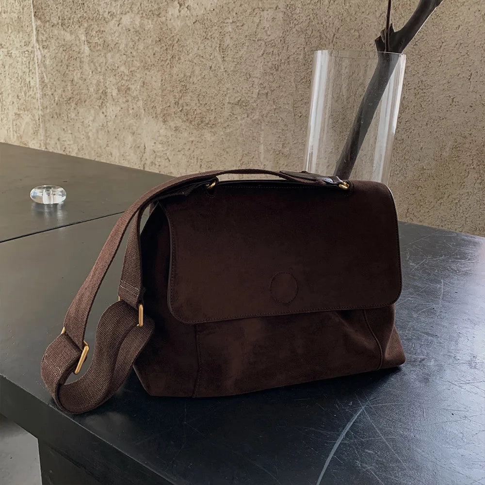 Vintage Nubuck PU Leather Shoulder Bag for Women