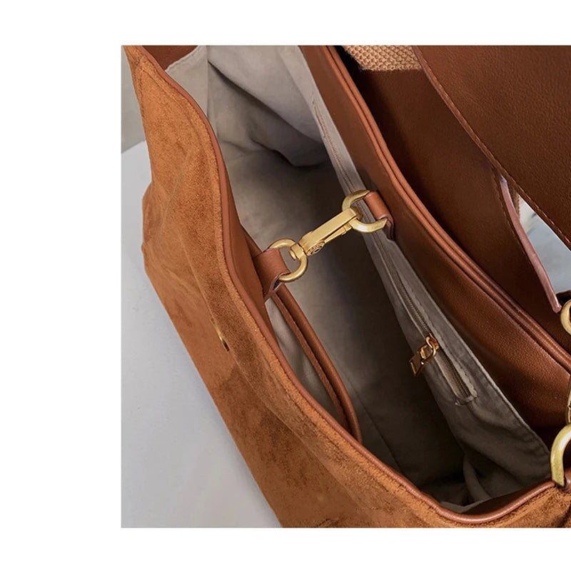 Vintage Nubuck PU Leather Shoulder Bag for Women