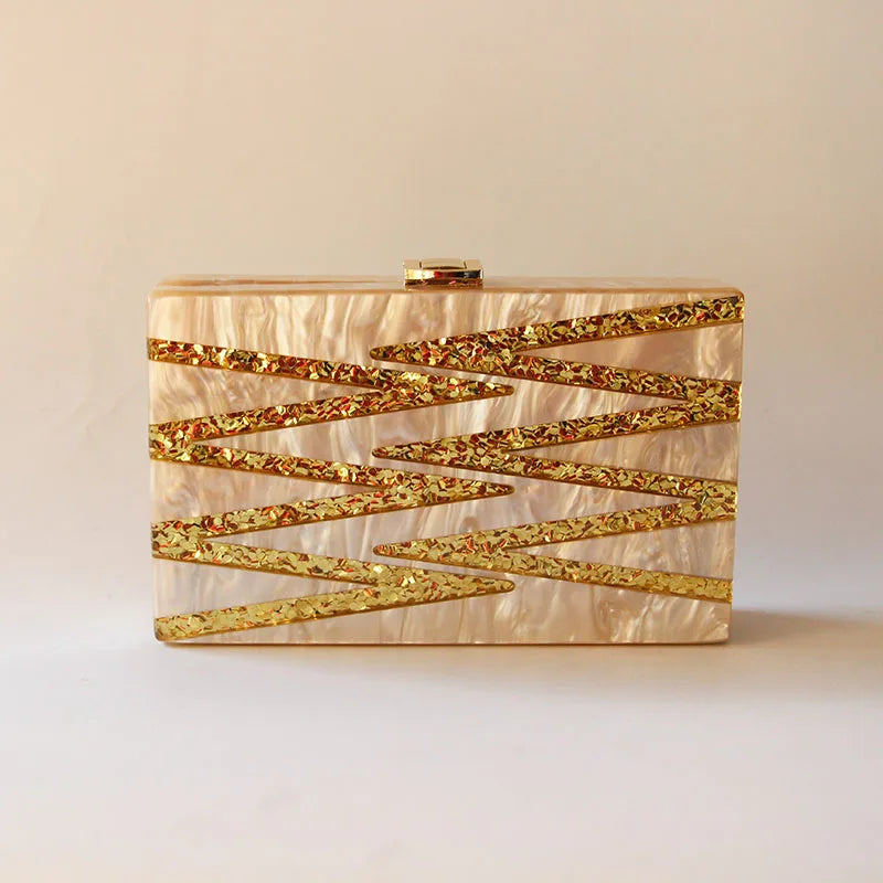 Nude Glitter Envelope Mini Acrylic Clutch Crossbody Bag