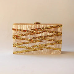 Nude Glitter Envelope Mini Acrylic Clutch Crossbody Bag