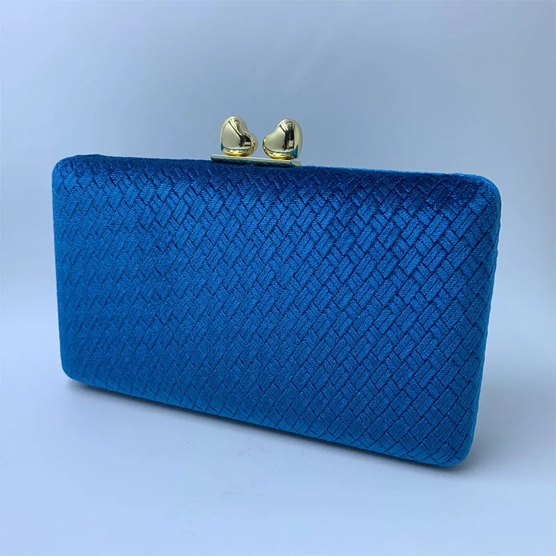 Nuphia Suede Velvet Navy Evening Clutch Bag