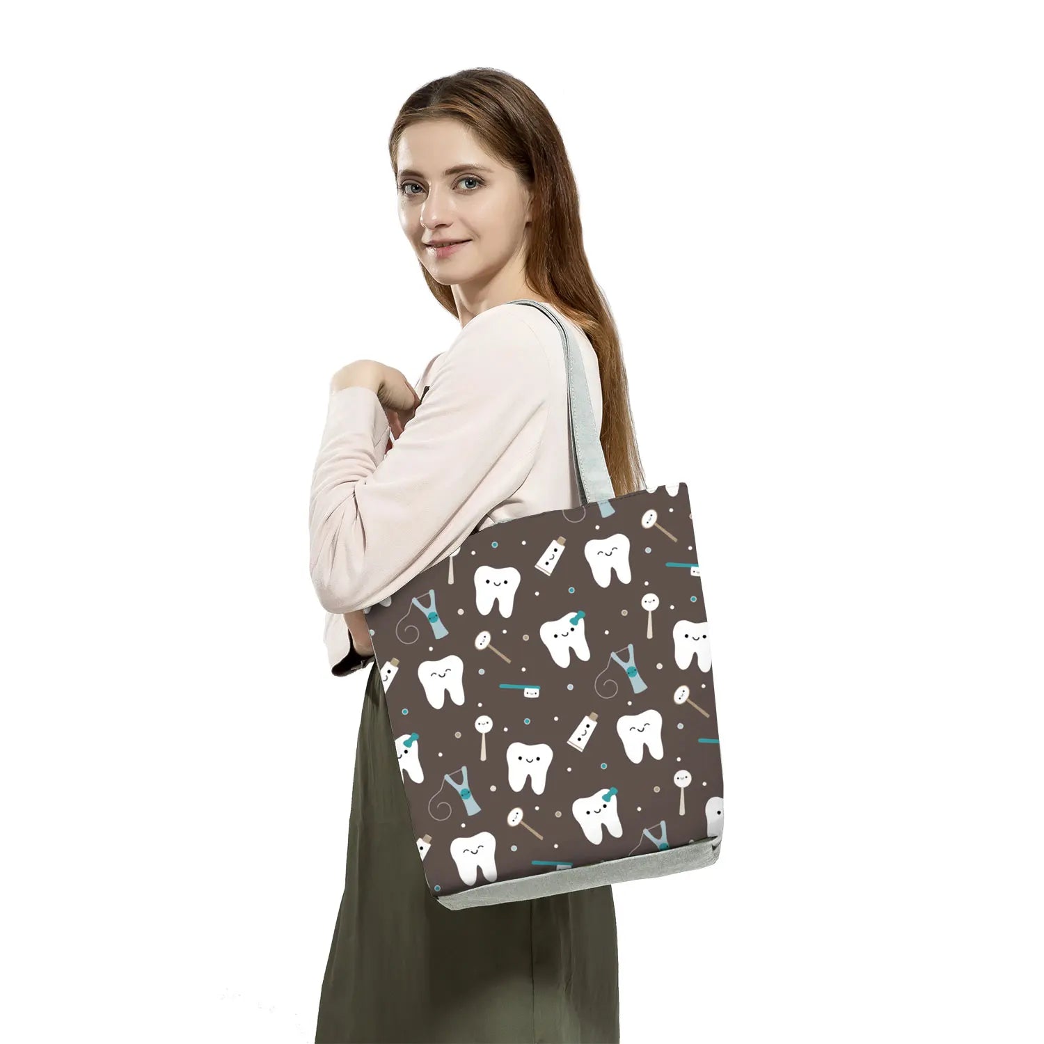 Nurse Print Handbags Eco Reusable Shopping Bag Daily Casual Tote Cartoon Women S