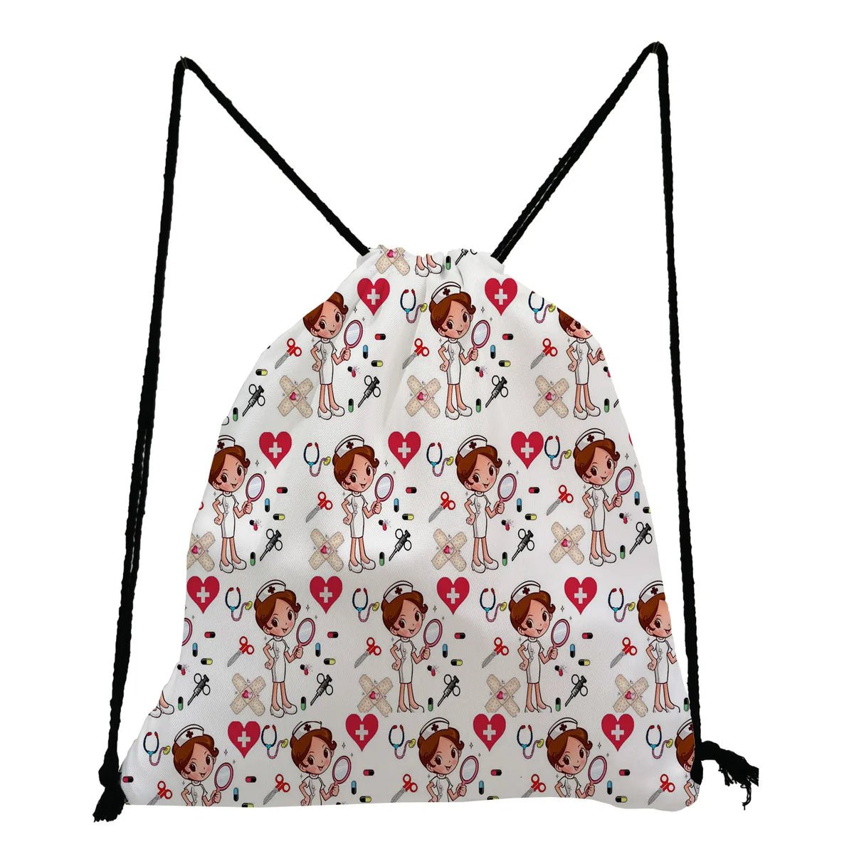 Nurse Printed Backpack Eco Reusable Drawstring Bags