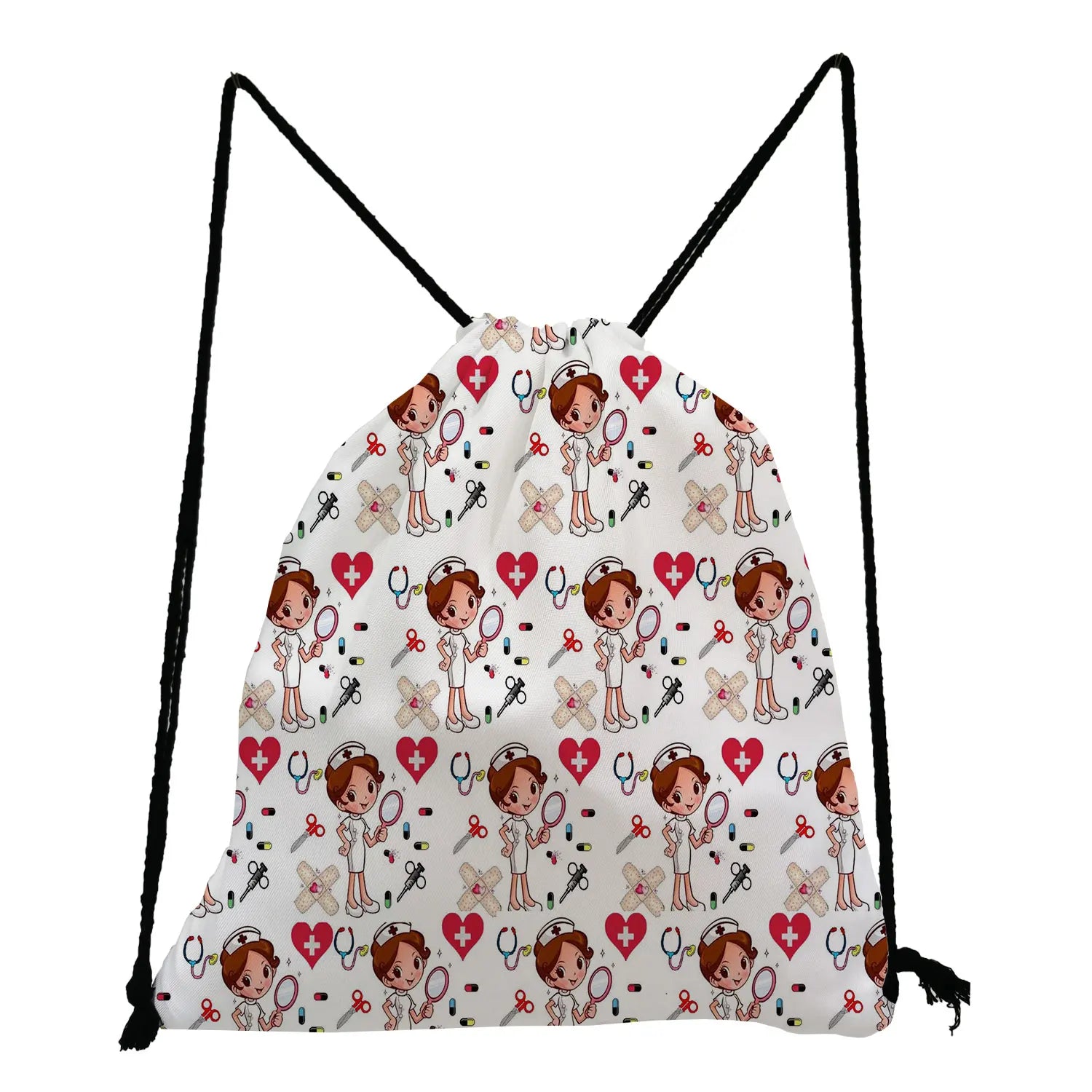 Nurse Printed Backpack Eco Reusable Drawstring Bags