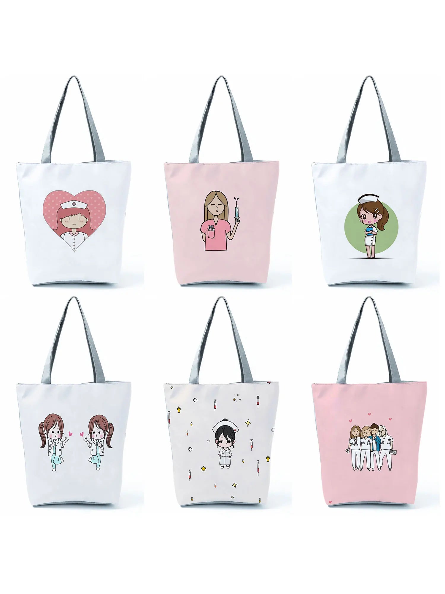 Nurse Printed Handbag Women Shoulder Bag Summer Beach Bag