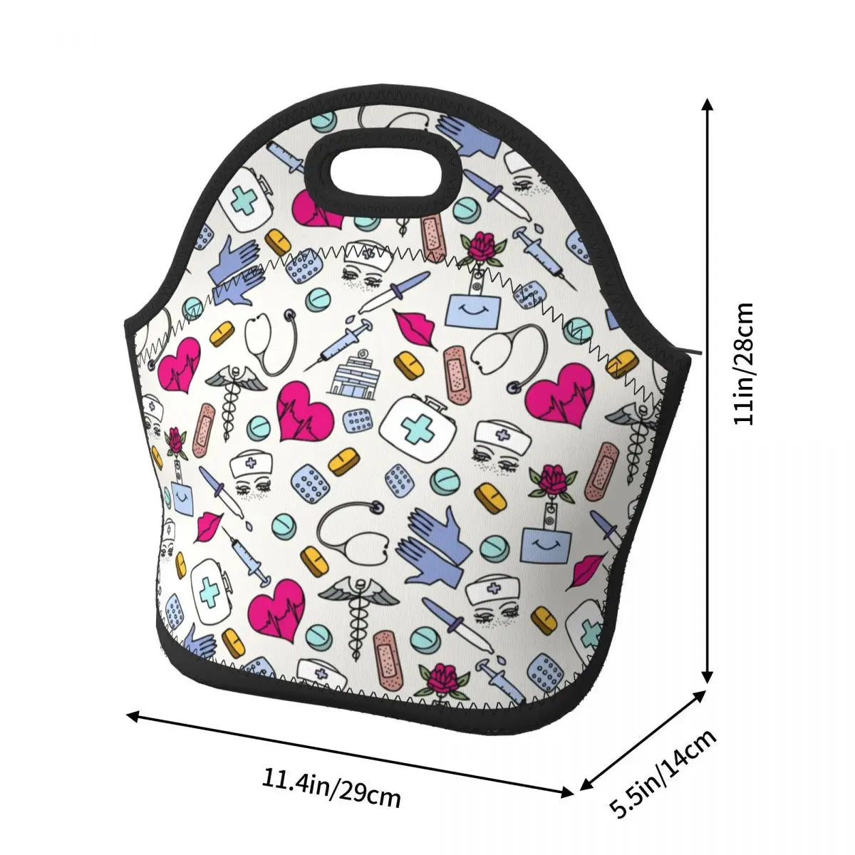 Nursing Pattern Neoprene Lunch Box for Women