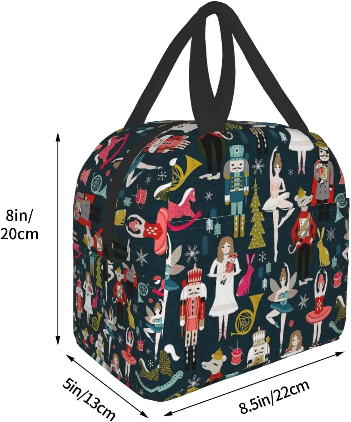 Nutcracker Ballet Xmas Dance Lunch Bag Portable Reusable Insulated Box