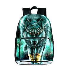 Wolf Animals 3D Nylon Backpack 16 Inch Bookbag Large Capacity Travel Bag