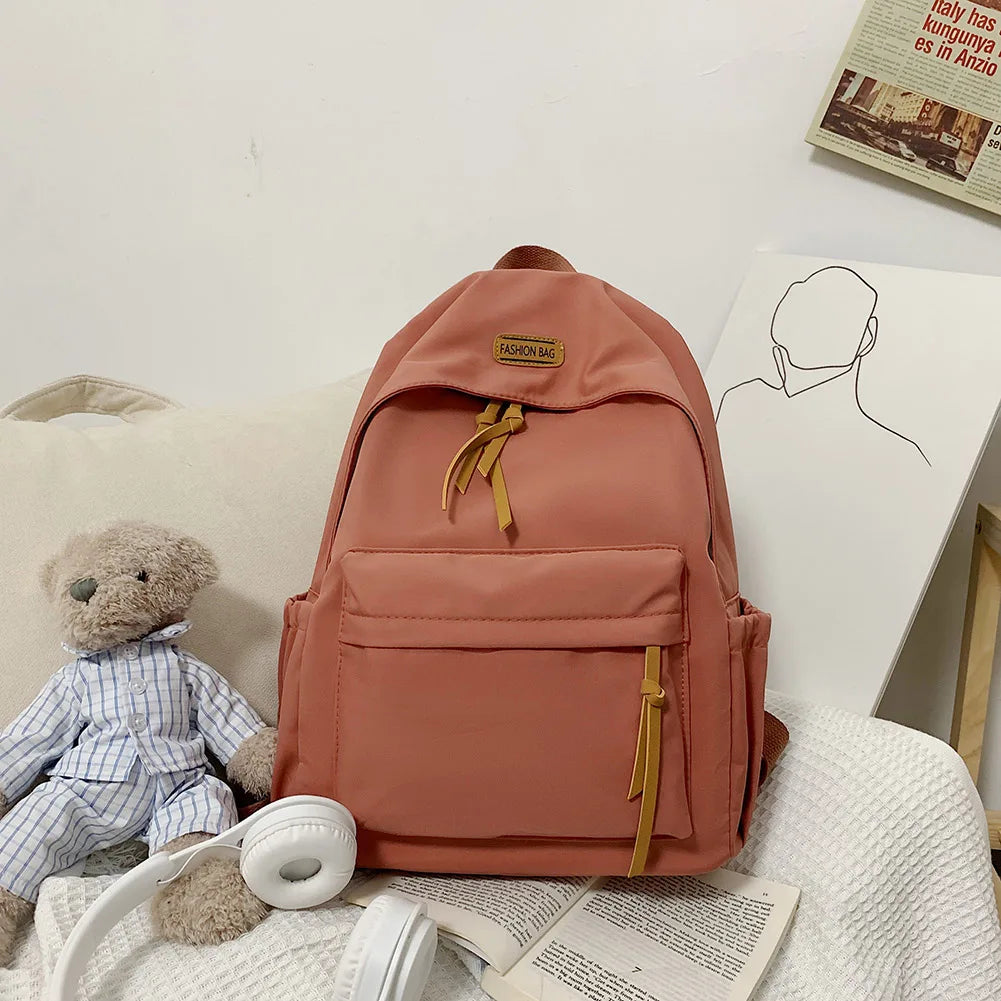 Nylon Backpack Boys Girls School Bookbag Student Solid Back Packs