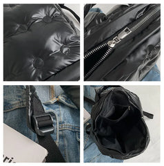 Nylon Backpack Women Cotton Feather Down School Backpack Purse Medium Metallic