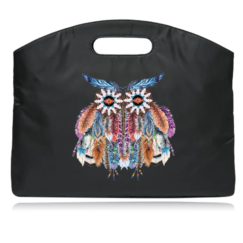 Nylon Briefcase Feather Printing Handbag Large Capacity