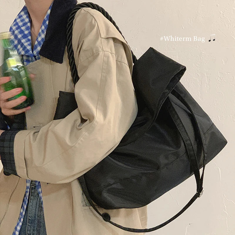 Nylon Canvas Y2k Casual Tote Bag Student Ins Large Capacity Messenger Handbag