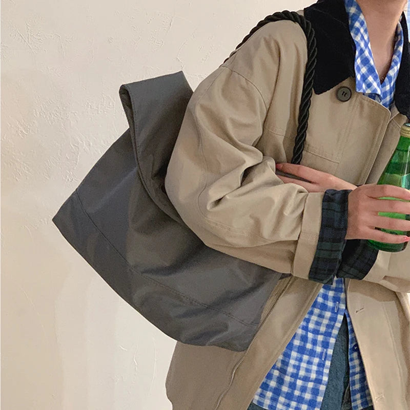 Nylon Canvas Y2k Casual Tote Bag Student Ins Large Capacity Messenger Handbag