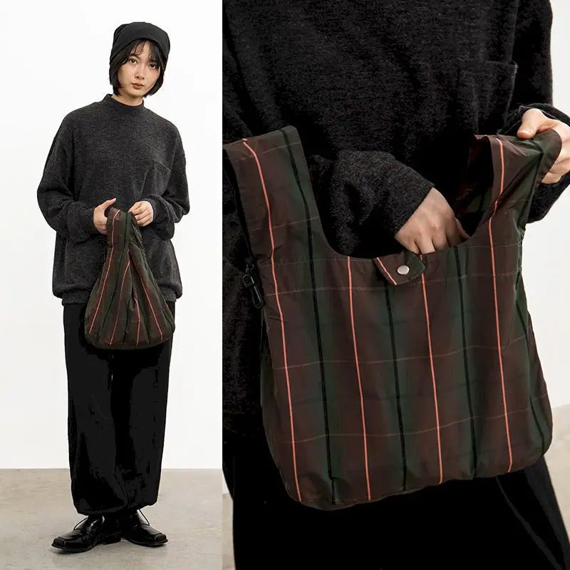Nylon Check Casual Handbag Messenger Bag for Women