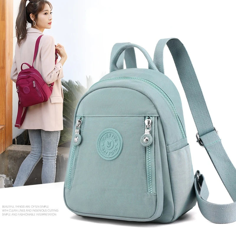 Nylon Backpack Bucket Bag Small Schoolbag