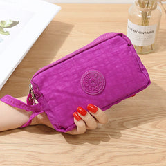 Nylon Clutch Purse Long Wallet Three Layer Purses Large Capacity