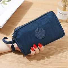 Nylon Clutch Purse Long Wallet Three Layer Purses Large Capacity