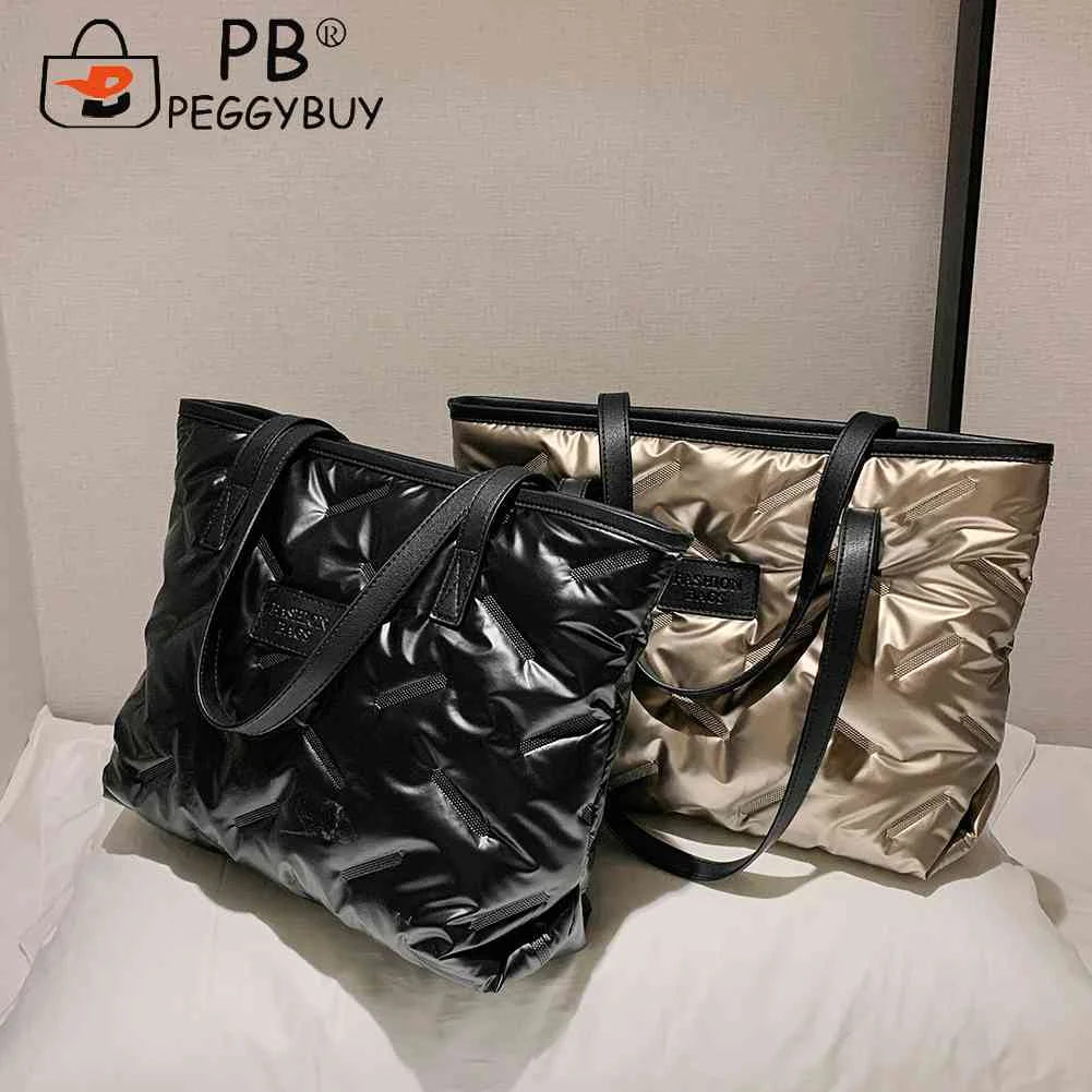 Nylon Cotton-padded Bag Casual Large Capacity Ladies Handbags Warm Zipper