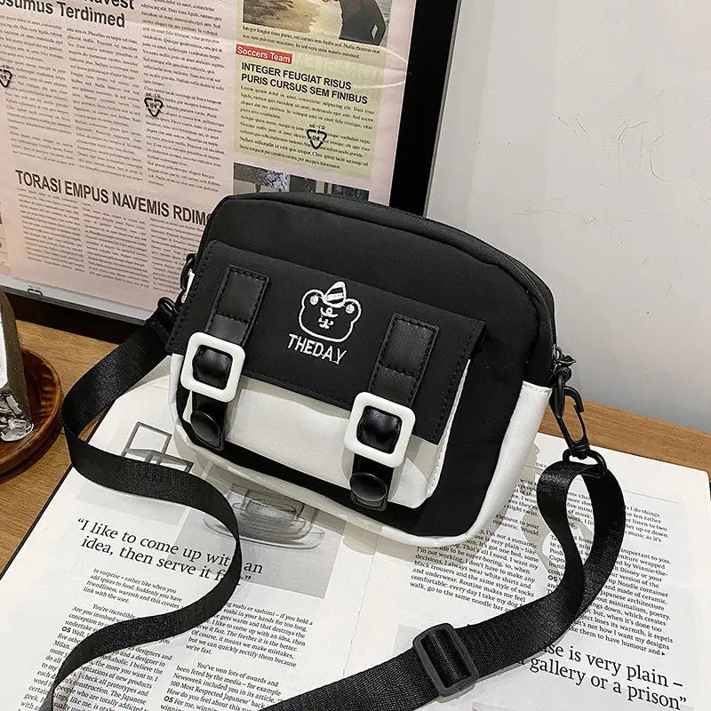 Nylon Crossbody Bags Womens Handbags Patchwork Students Style Mini Zipper
