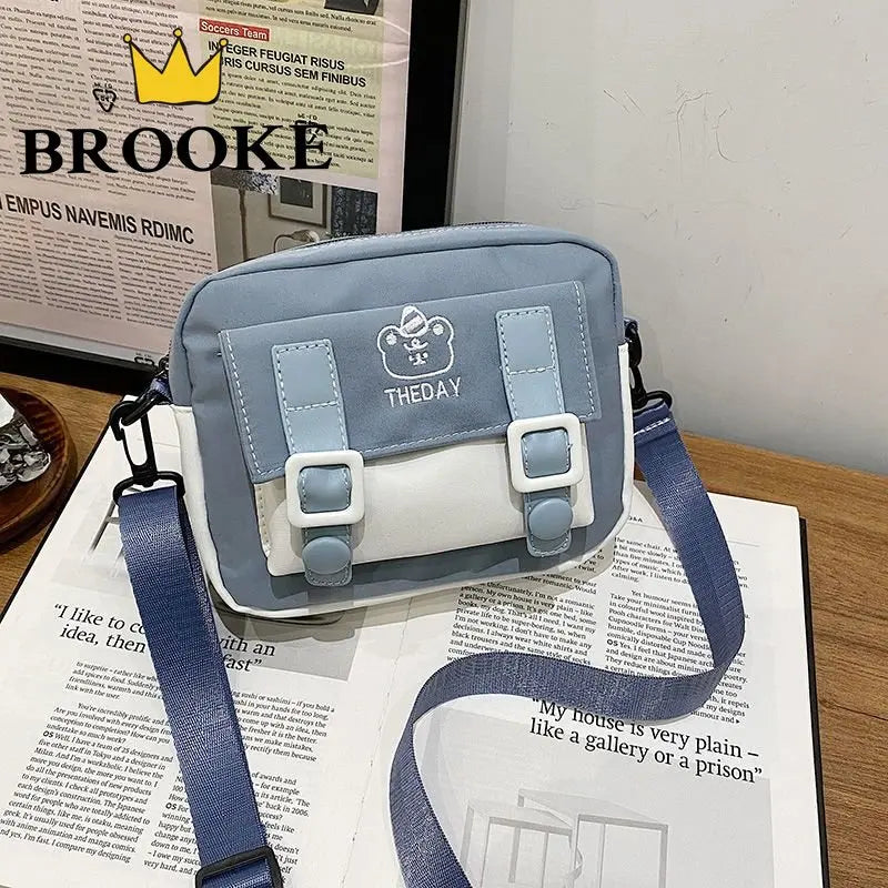 Nylon Crossbody Bags Womens Handbags Patchwork Students Style Mini Zipper