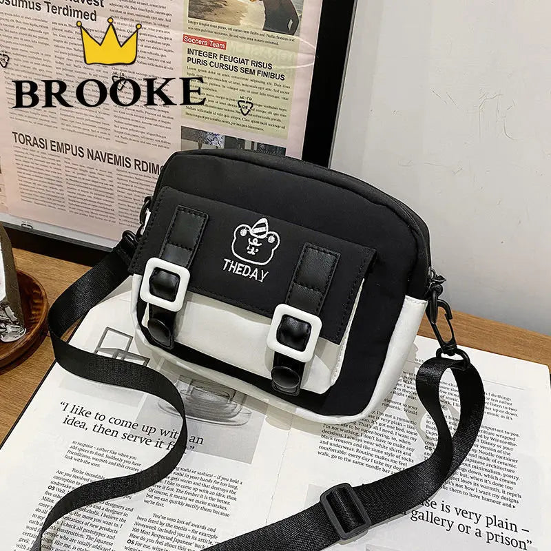 Nylon Crossbody Bags Womens Handbags Patchwork Students Style Mini Zipper