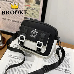 Nylon Crossbody Bags Womens Handbags Patchwork Students Style Mini Zipper