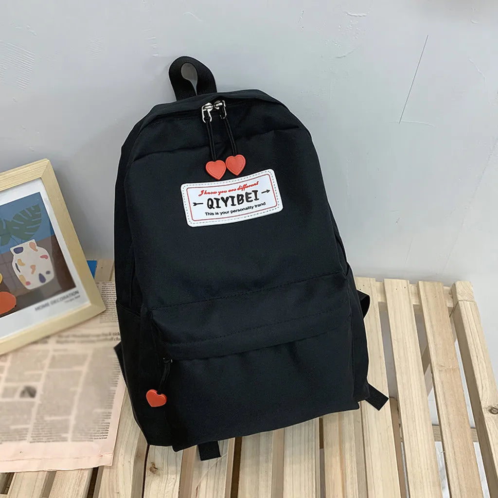 Nylon Solid Backpack Schoolbag for Teenage Girls Women Back Pack Large Capacity