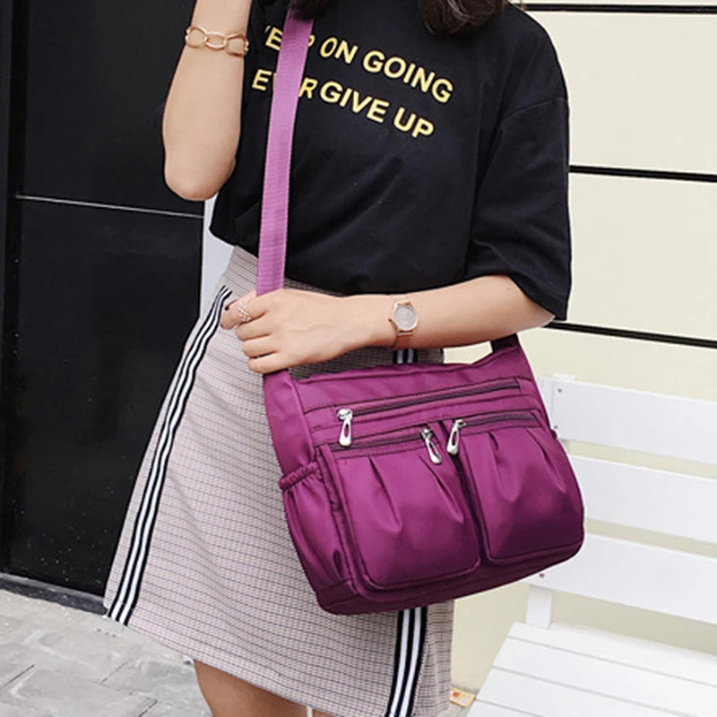 Nylon Crossbody Bag Large Capacity Waterproof Shoulder Bag