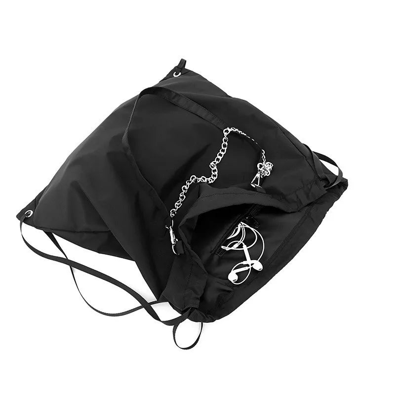 Nylon Drawstring Bags Men Women Chain Tassel Big Totes Backpacks