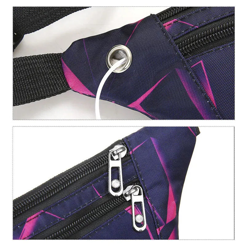 Nylon Fanny Pack Waist Banana Bag with Earphone Hole