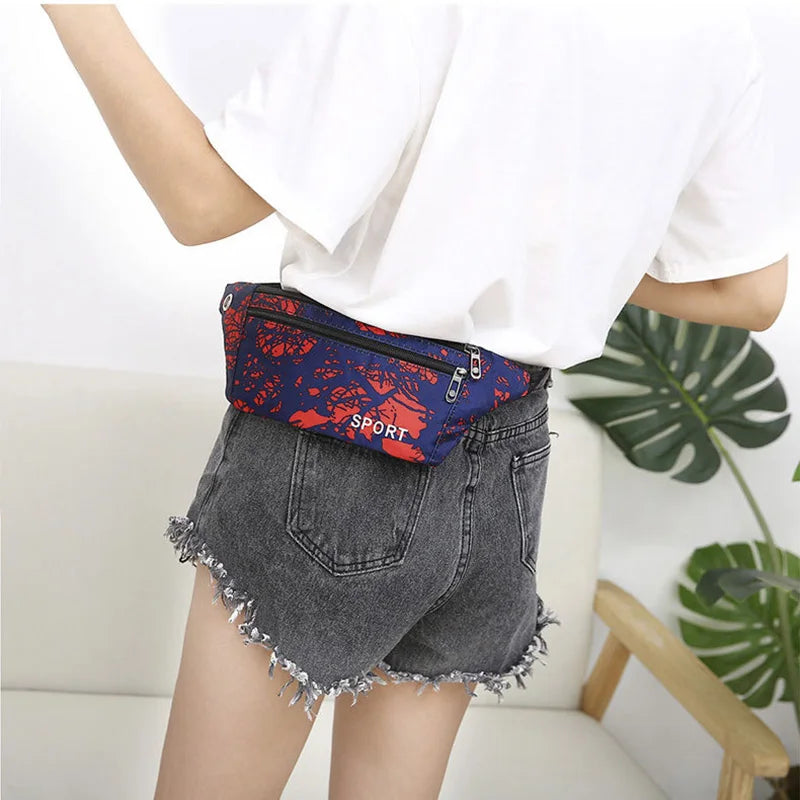 Nylon Fanny Pack Waist Banana Bag with Earphone Hole